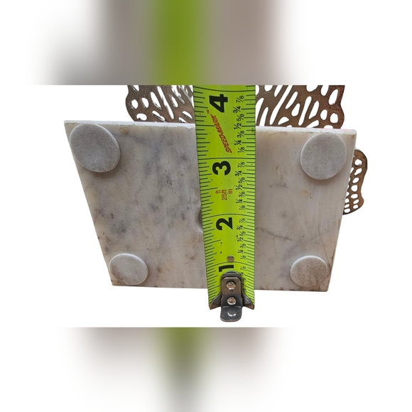 Beautiful Butterfly Decor Silver Metal Sculpture on Marble Stand 7"x11"x5"Tall - Picture 9 of 12